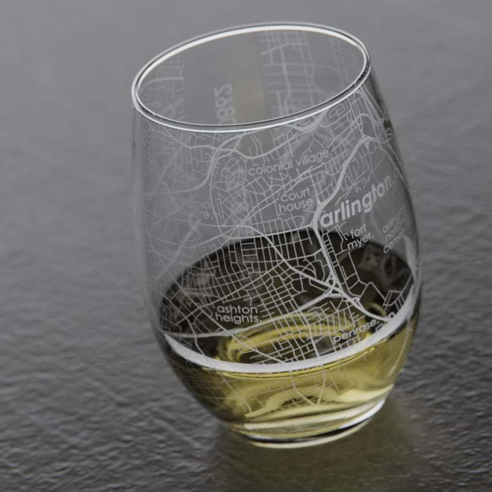 Arlington, MA Map - Stemless Wine or Tea Glass