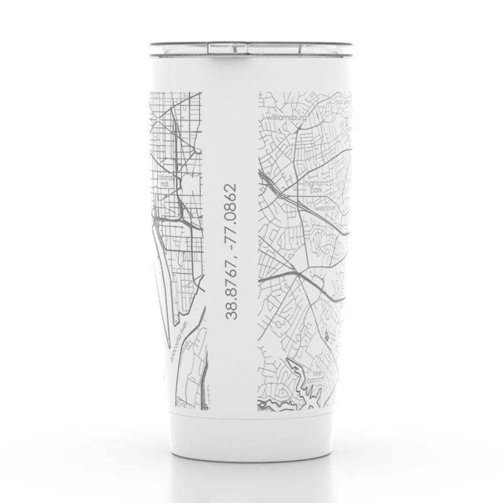 Arlington MA Map 20 oz Insulated Tumbler | Matte White