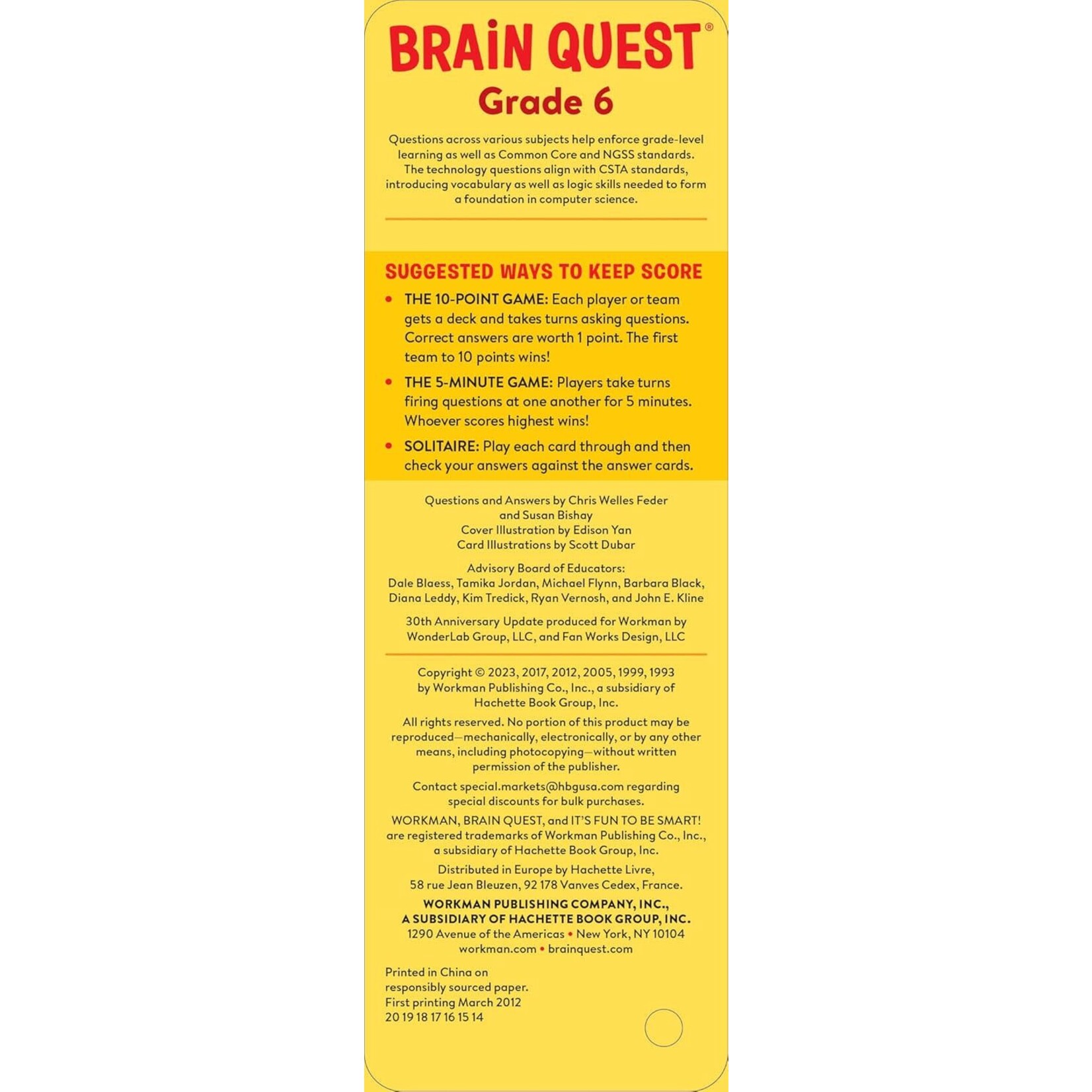 Brain Quest 6th Grade Smart Cards Revised 4th Edition