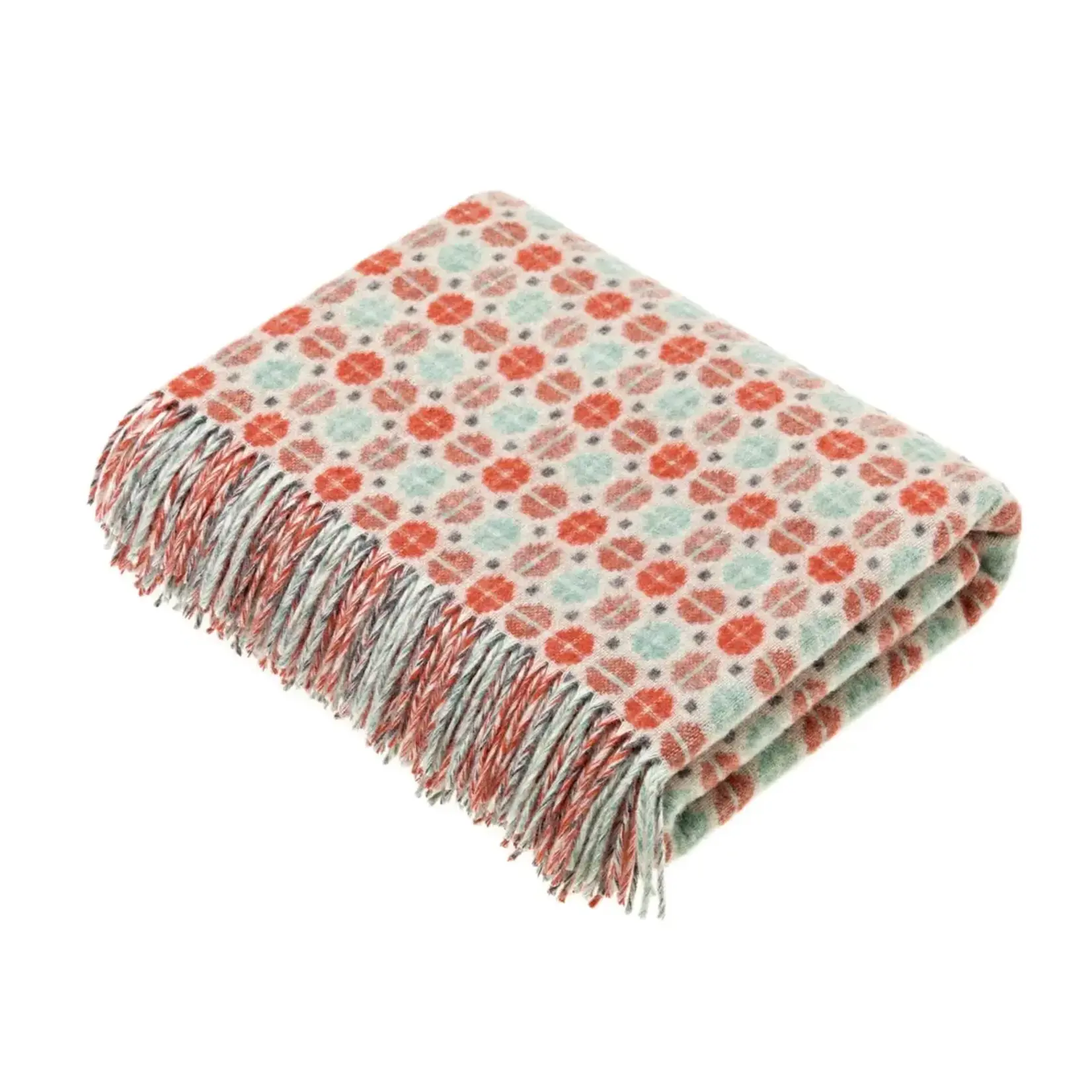 Merino Lambswool Throw - Milan Collection | Coral/Mint