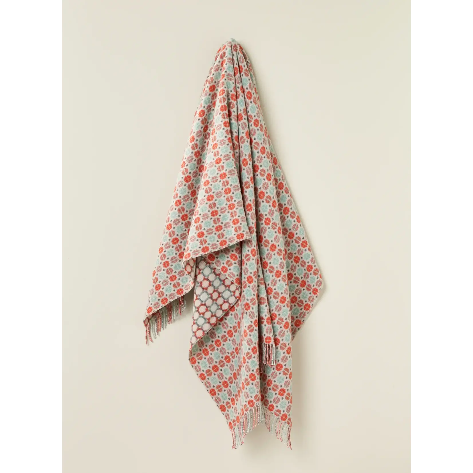 Merino Lambswool Throw - Milan Collection | Coral/Mint