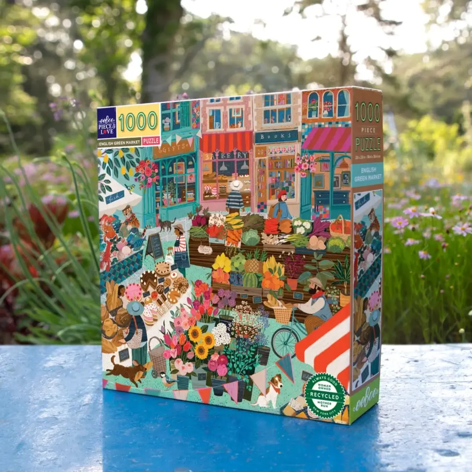 eeboo English Green Market 1000 Piece Square Puzzle