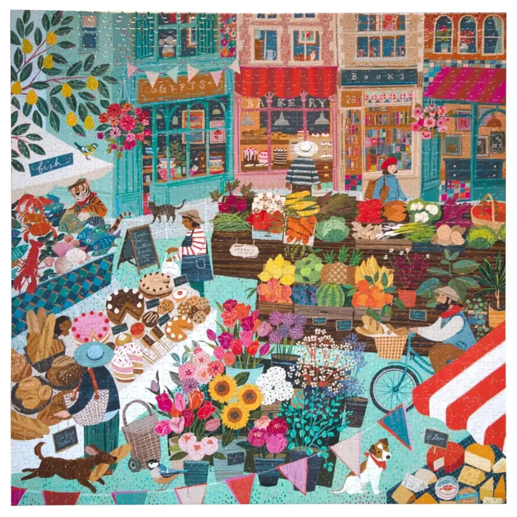 eeboo English Green Market 1000 Piece Square Puzzle