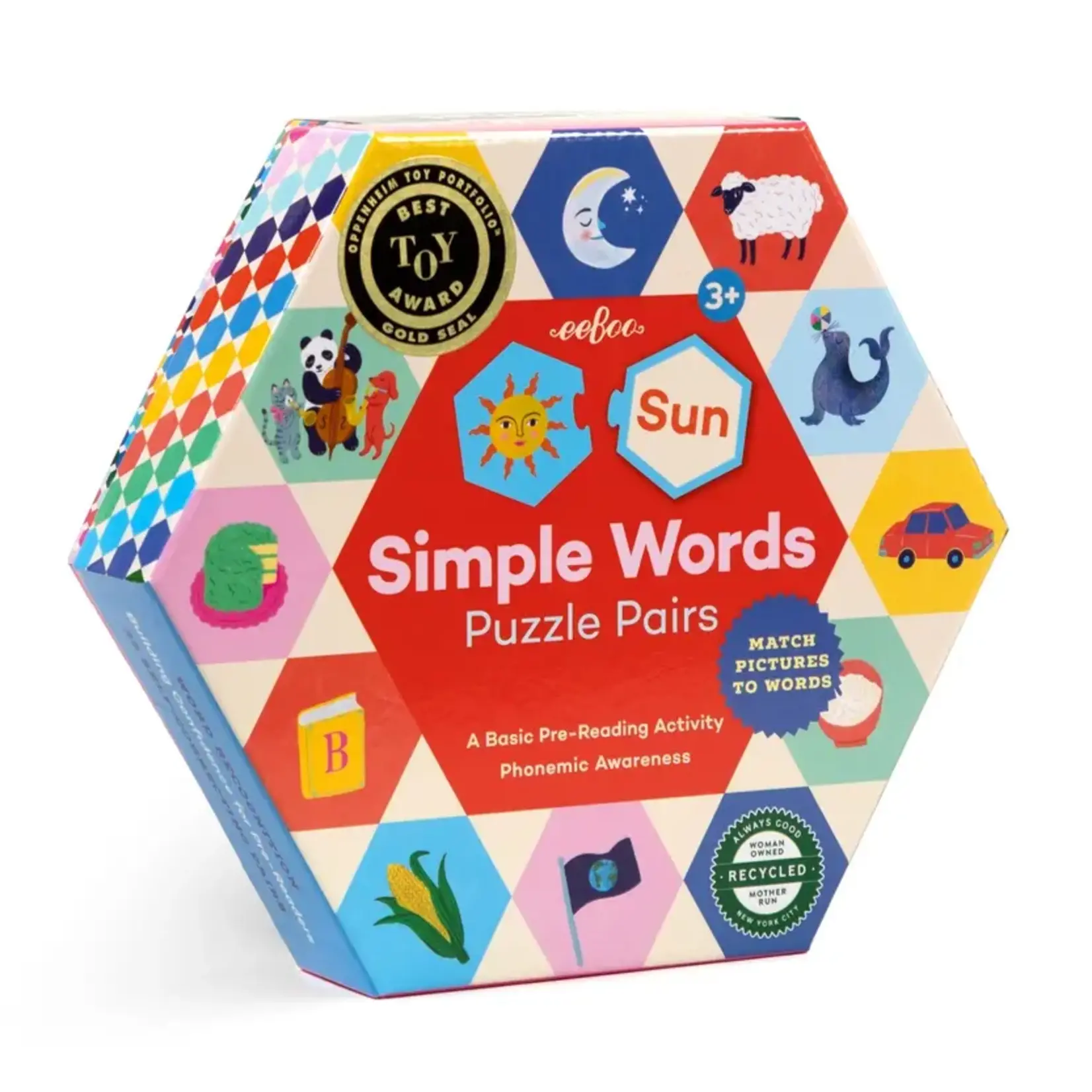 eeboo Simple Words Hexagon Puzzle Pairs