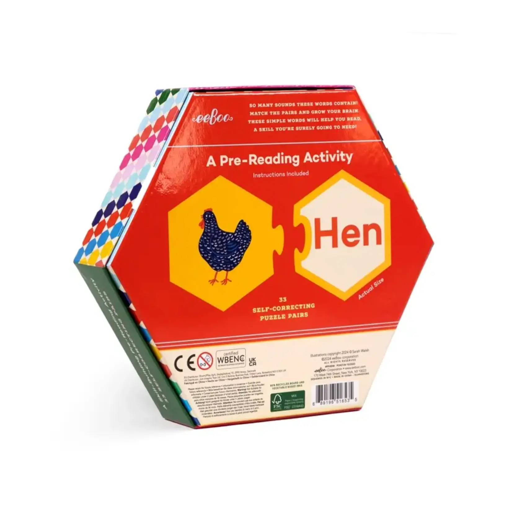 eeboo Simple Words Hexagon Puzzle Pairs