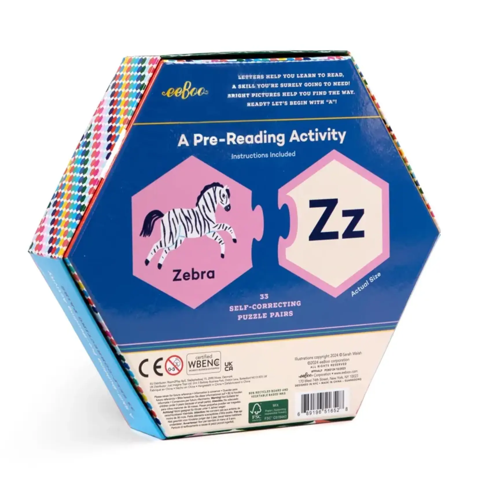 eeboo Alphabet Hexagon Puzzle Pairs