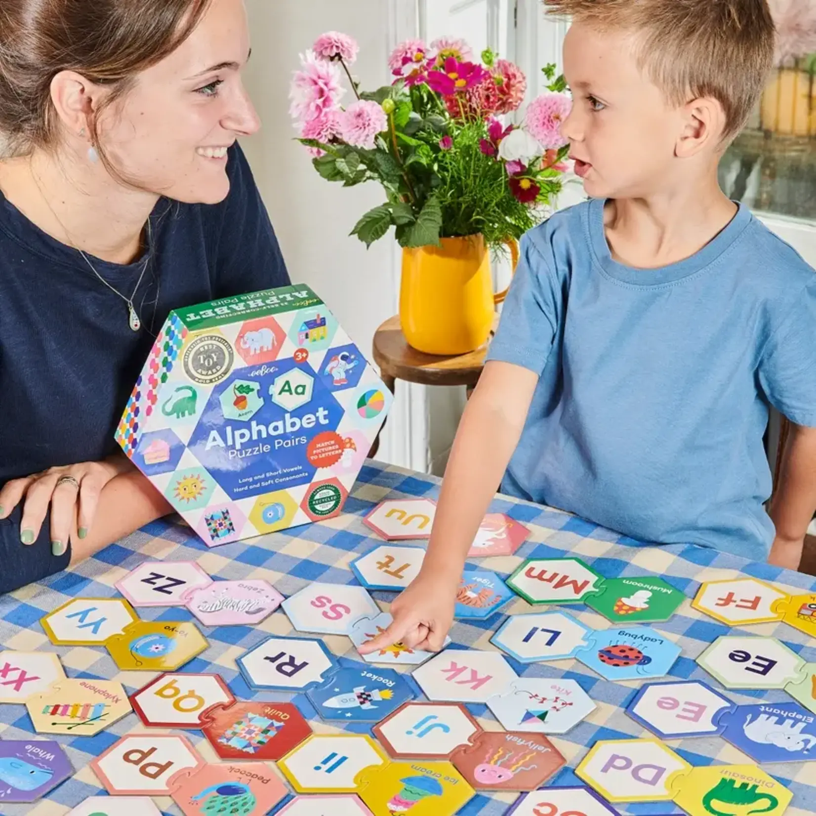 eeboo Alphabet Hexagon Puzzle Pairs