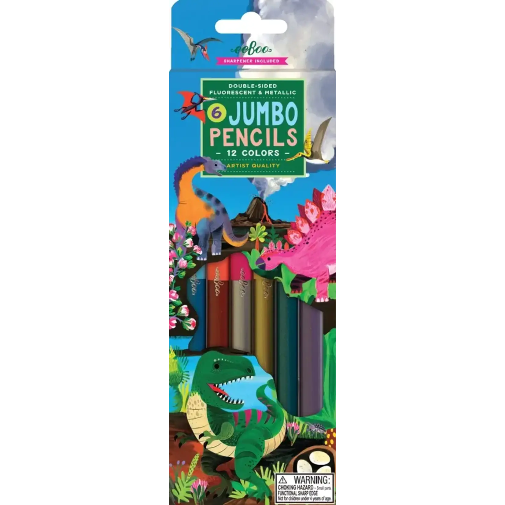 eeboo Dinosaur 6 Jumbo Double-Sided Special Pencils