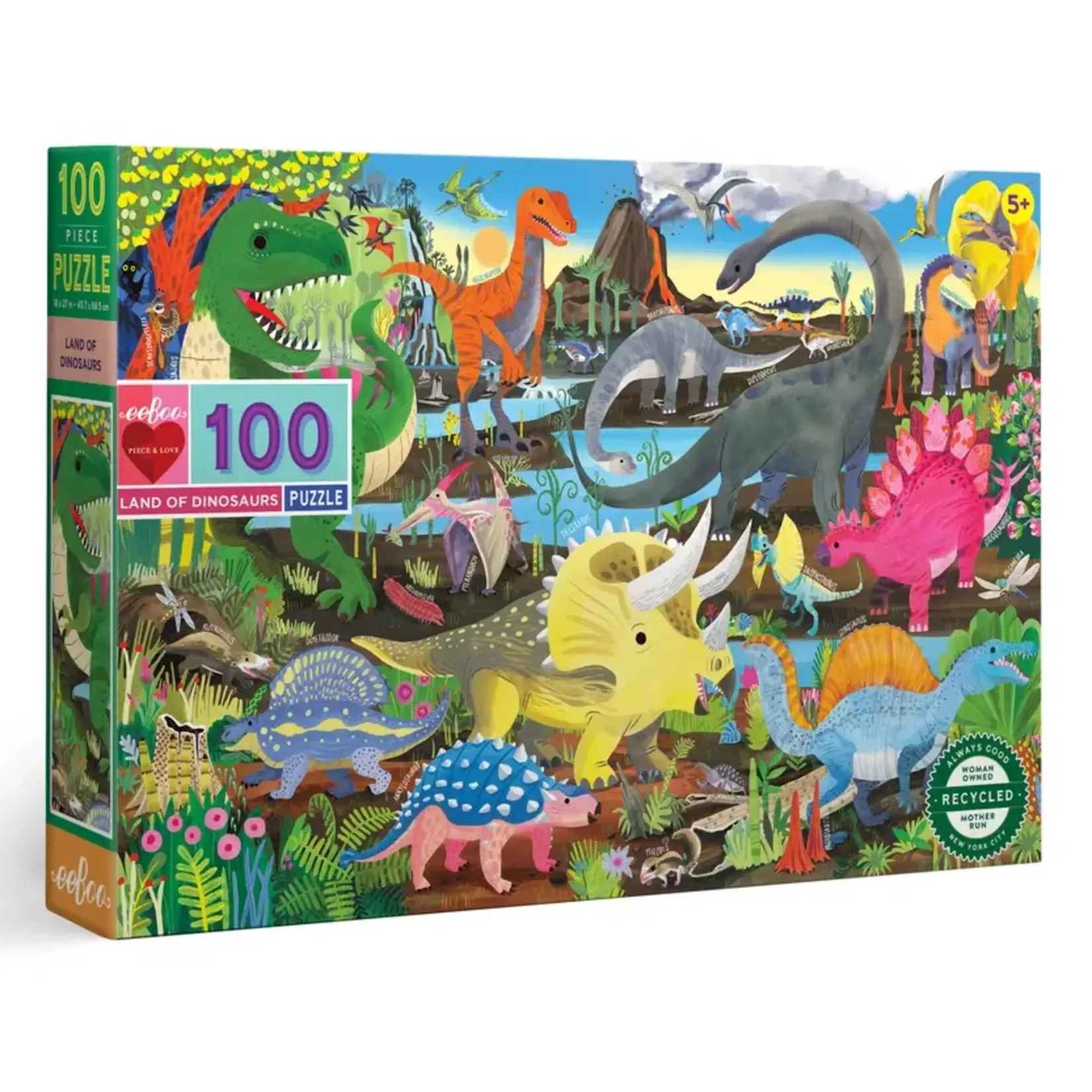 eeboo Land of Dinosaurs 100 Piece Puzzle