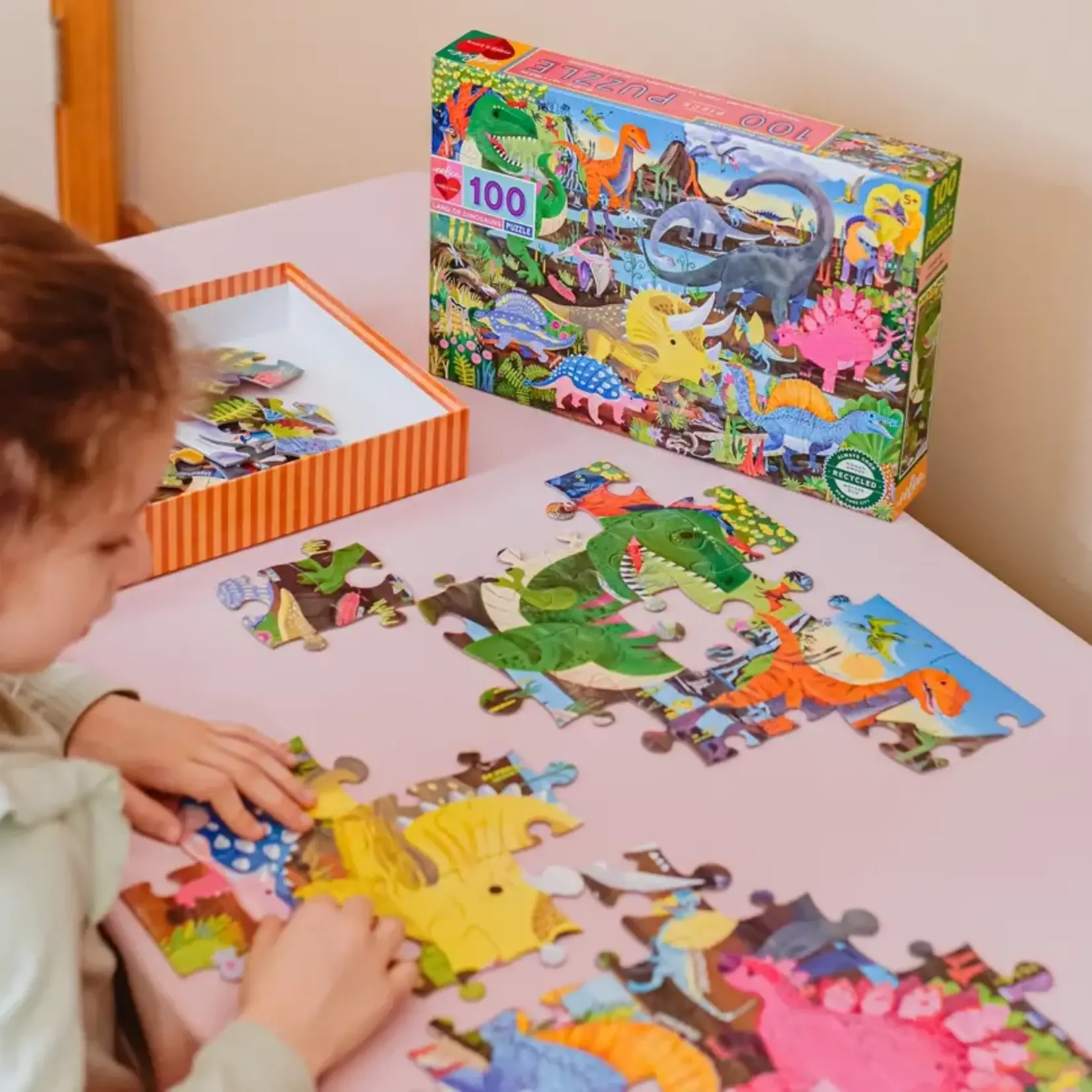 eeboo Land of Dinosaurs 100 Piece Puzzle