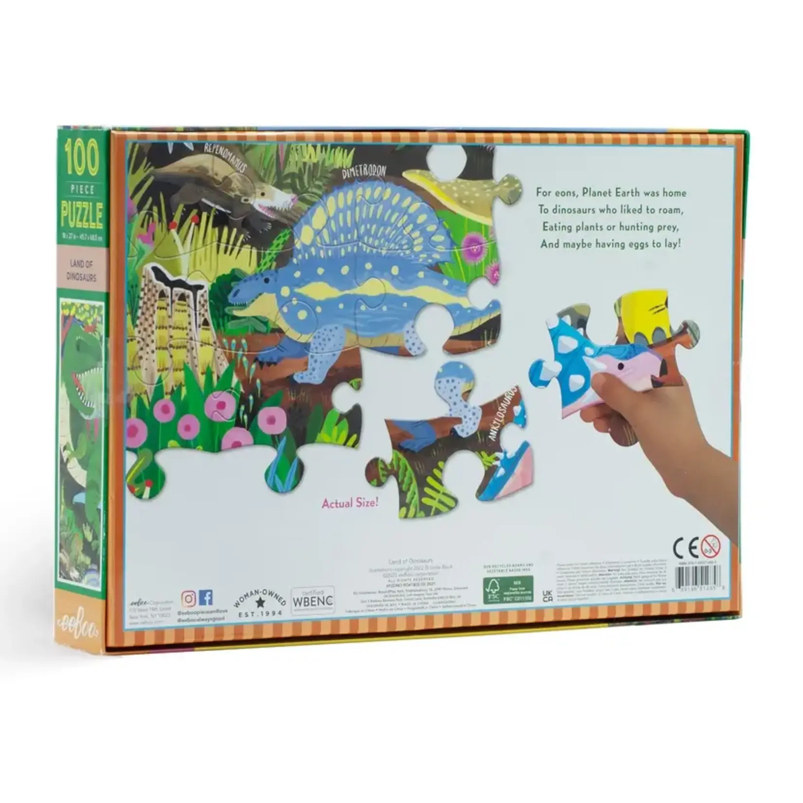 eeboo Land of Dinosaurs 100 Piece Puzzle