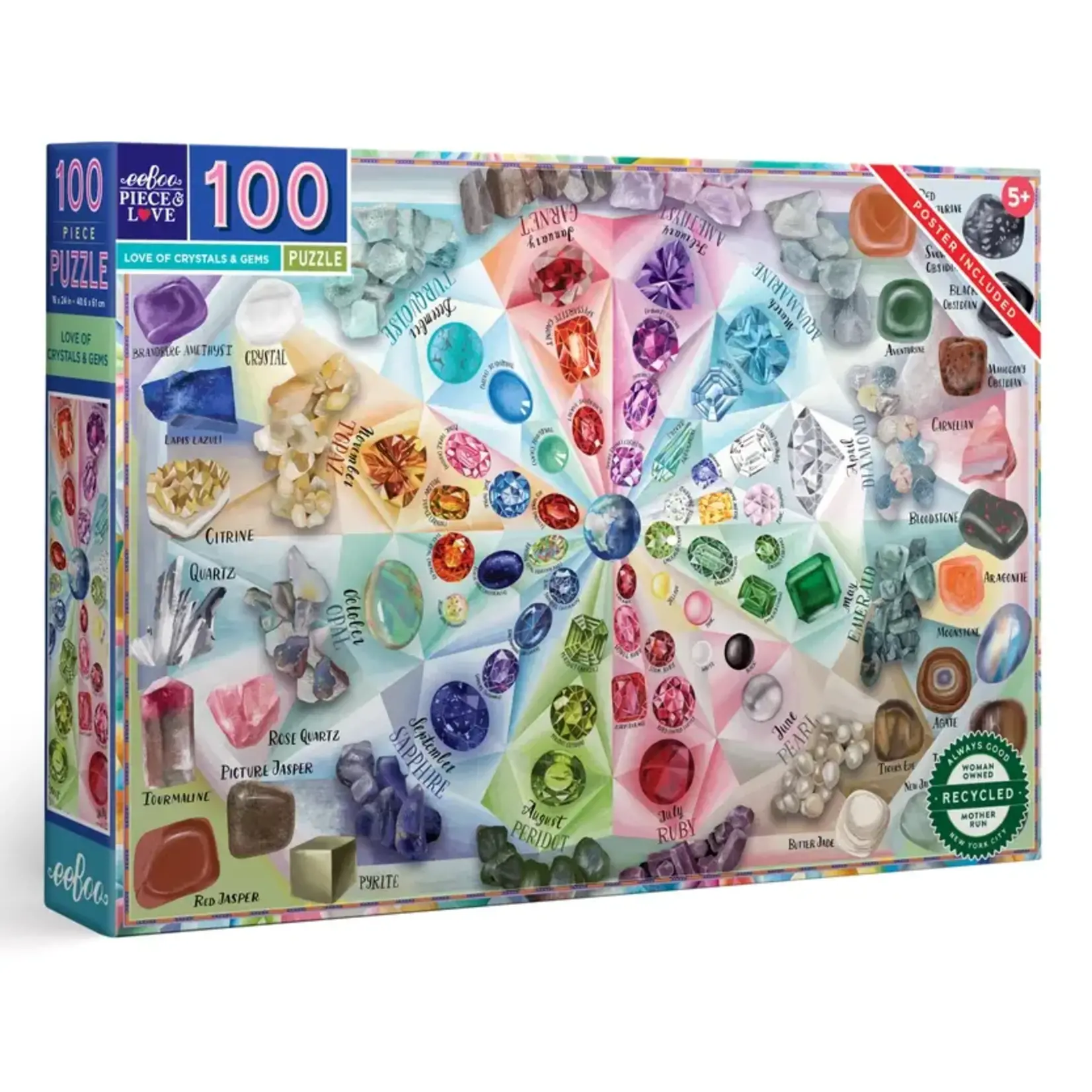 eeboo Love of Crystals & Gems 100 Piece Puzzle