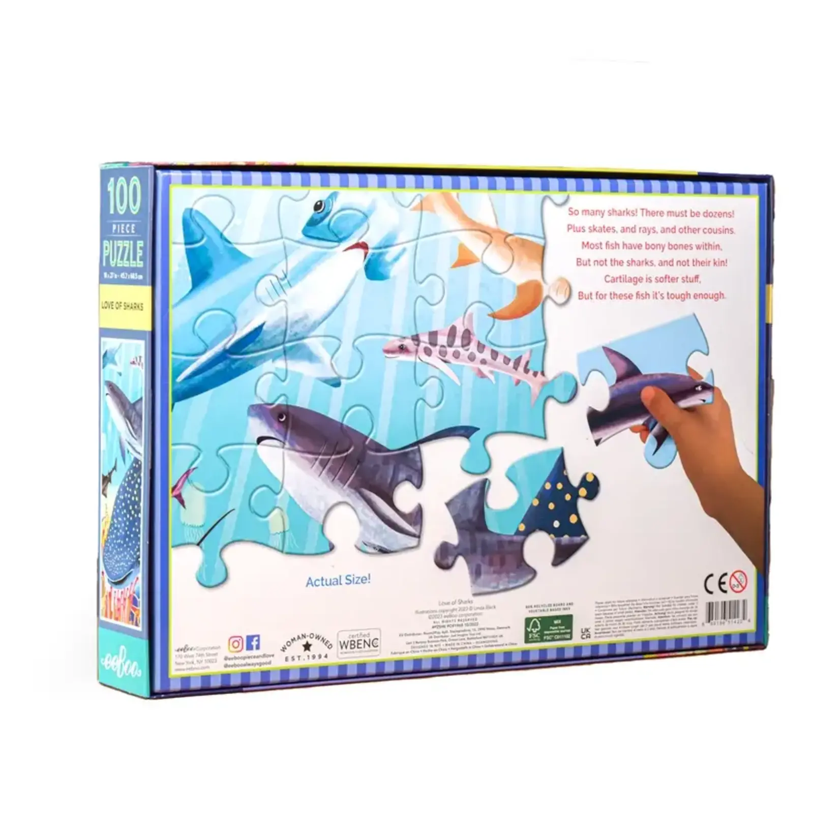 eeboo Love of Sharks 100 Piece Puzzle