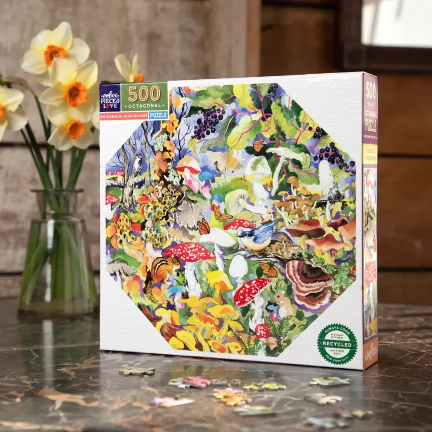 eeboo Poisonous Mushrooms 500 Piece Octagon Puzzle