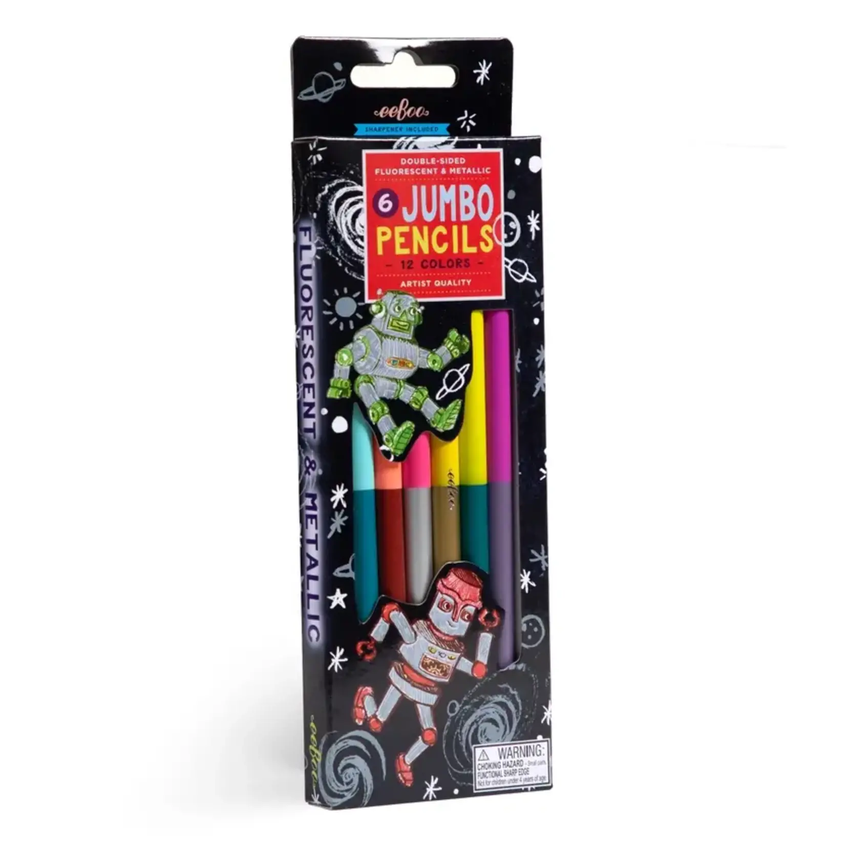 eeboo Silver Robot 6 Jumbo Double-Sided Pencils