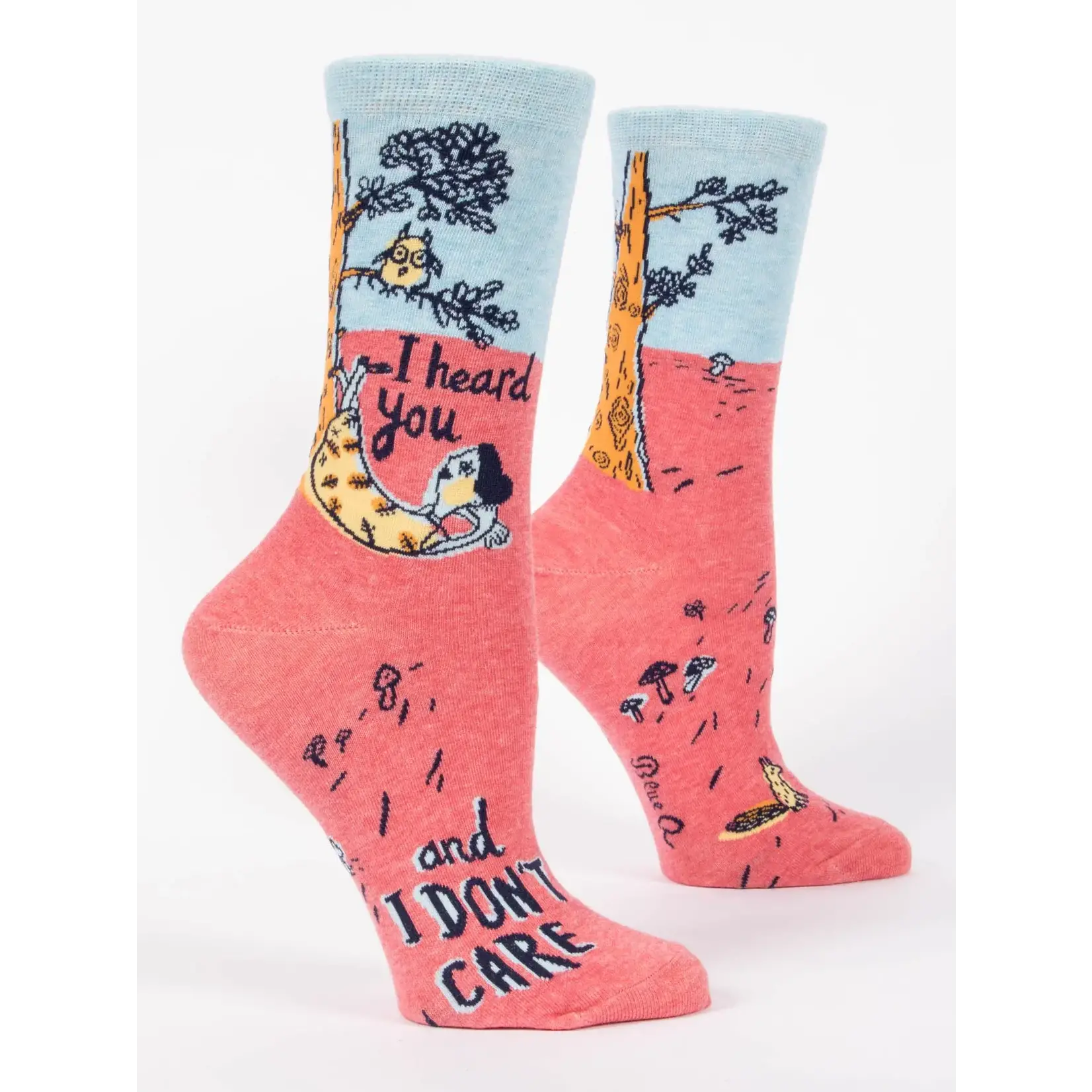 Blue Q "I Heard You Don't Care" Crew Socks