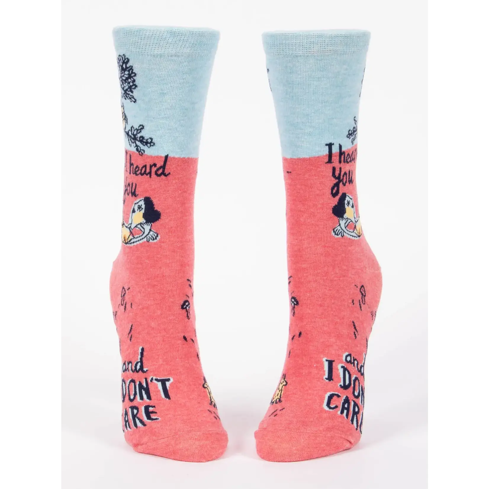 Blue Q "I Heard You Don't Care" Crew Socks