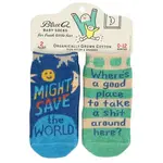 Blue Q Save World/Take Sh!t Baby Socks - 2 pairs