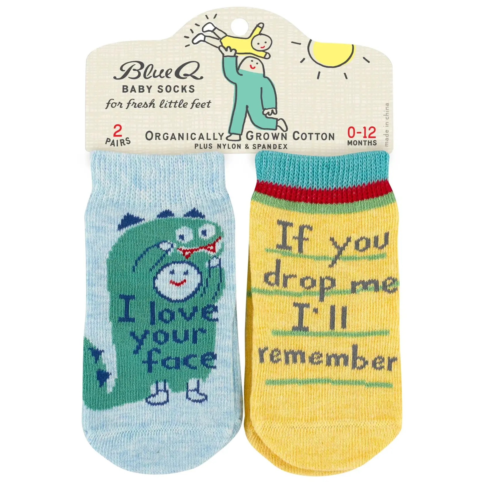 Blue Q Your Face/Drop Me Baby Socks - 2 pairs