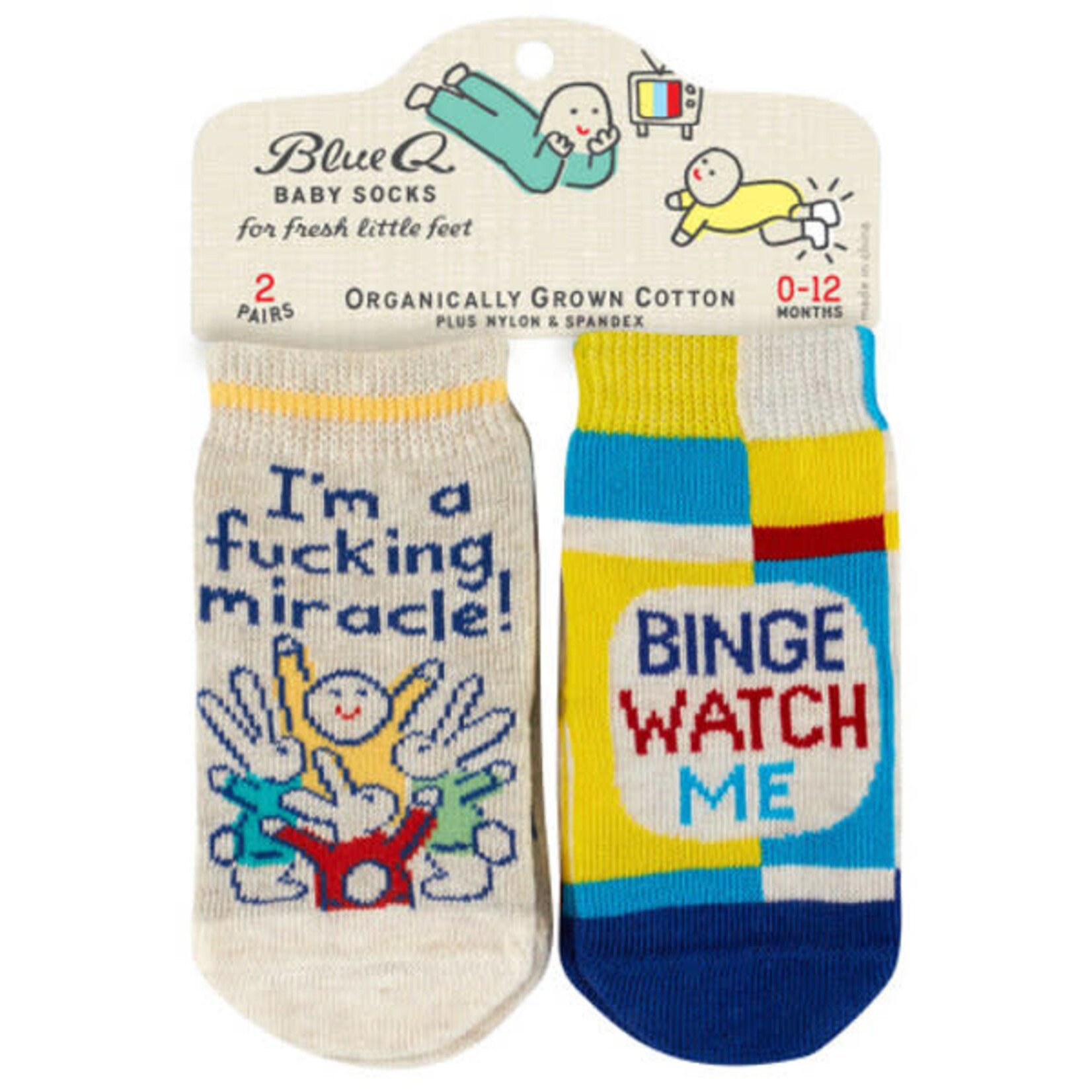 Blue Q Fucking Miracle/Binge Baby Socks - 2 pairs