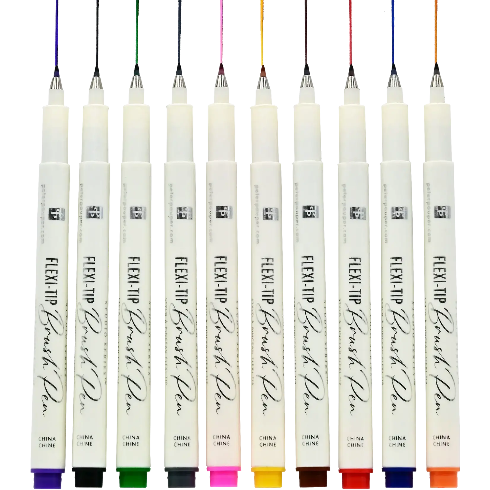 Peter Pauper Press Flexi-Tip Brush Pens (Set of 10)