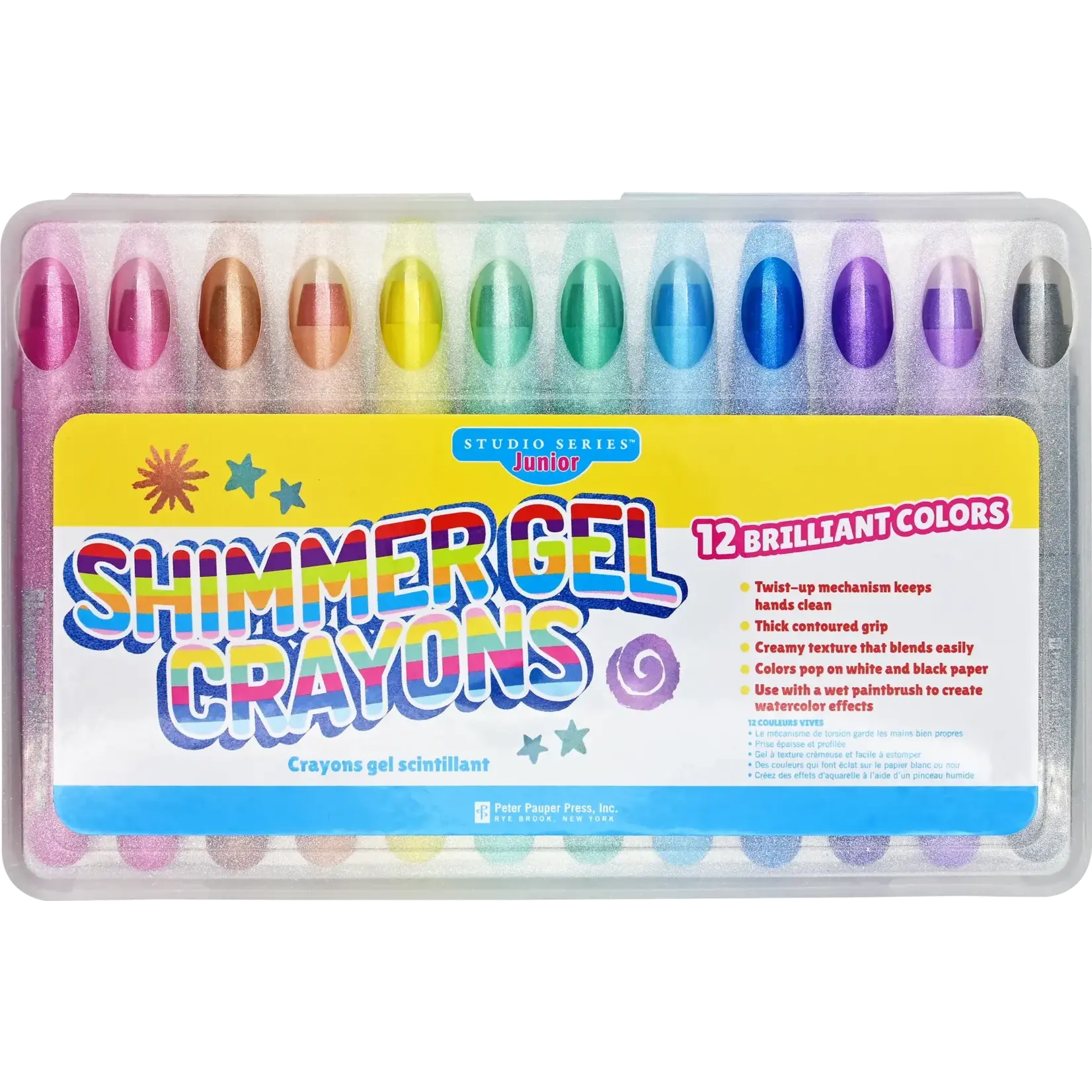 Peter Pauper Press Studio Series Junior Shimmer Gel Crayons (set of 12)