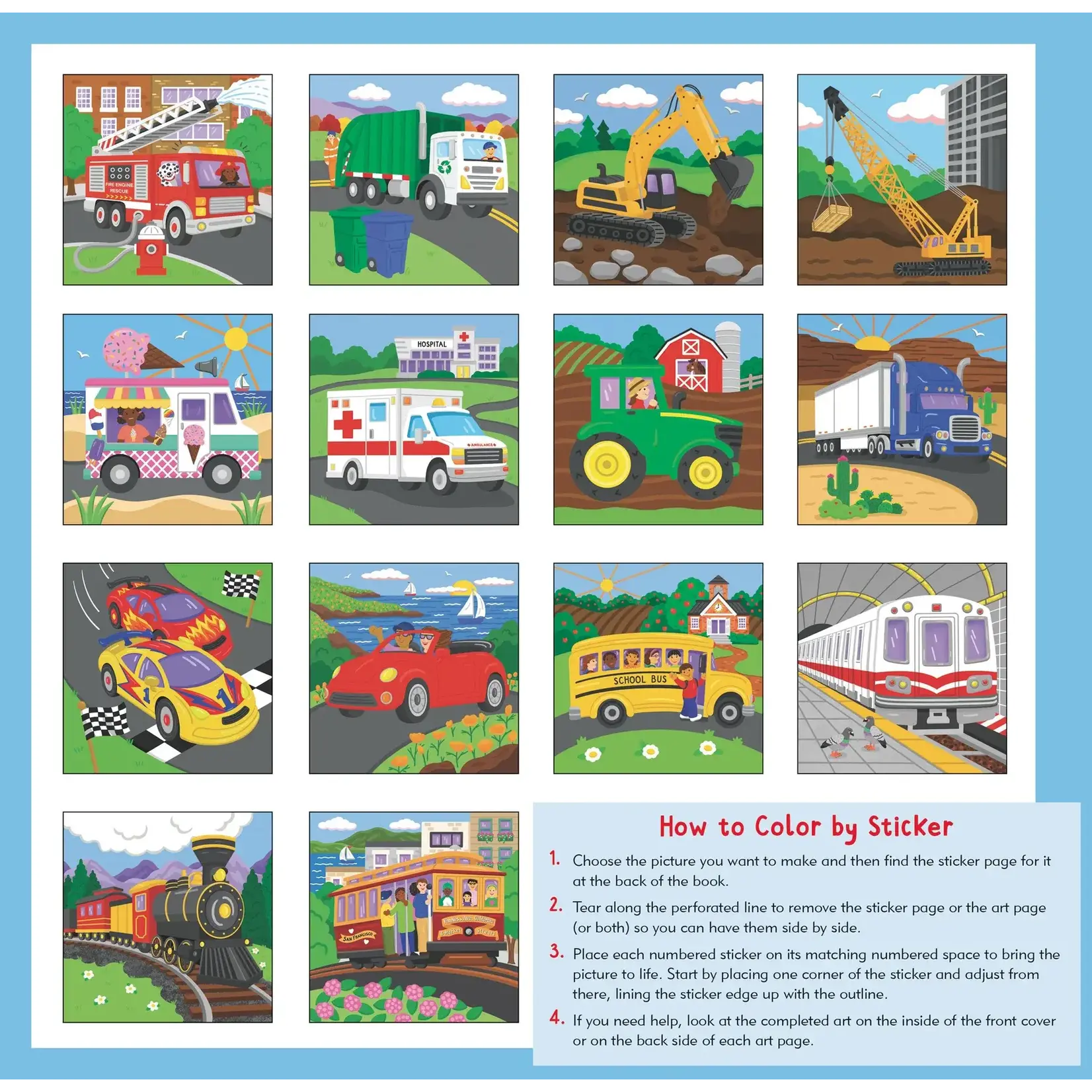 Peter Pauper Press My First Color-By-Sticker Book - Cars, Trucks, & Trains