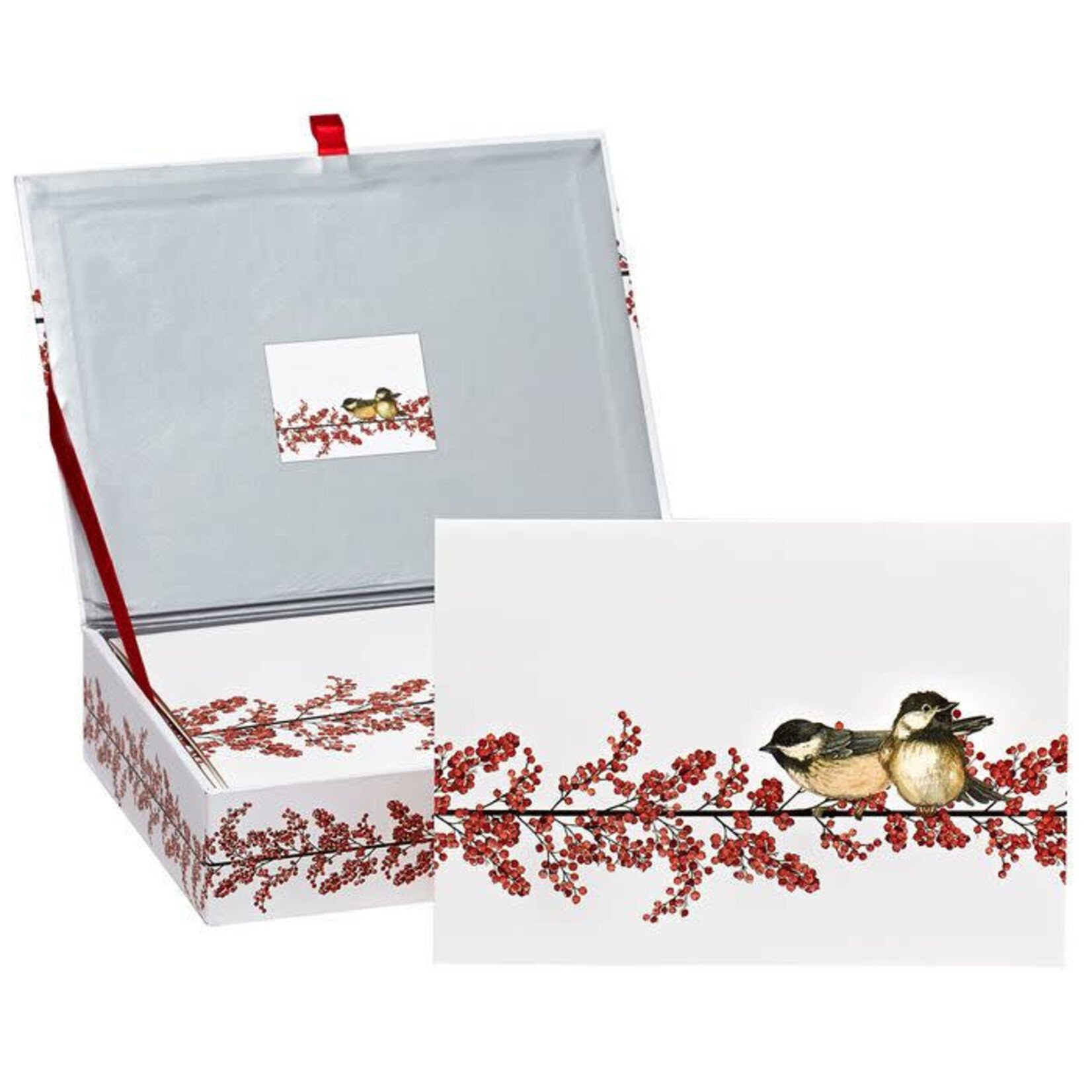 Peter Pauper Press Winterberry and Chickadees Deluxe Boxed Holiday Cards