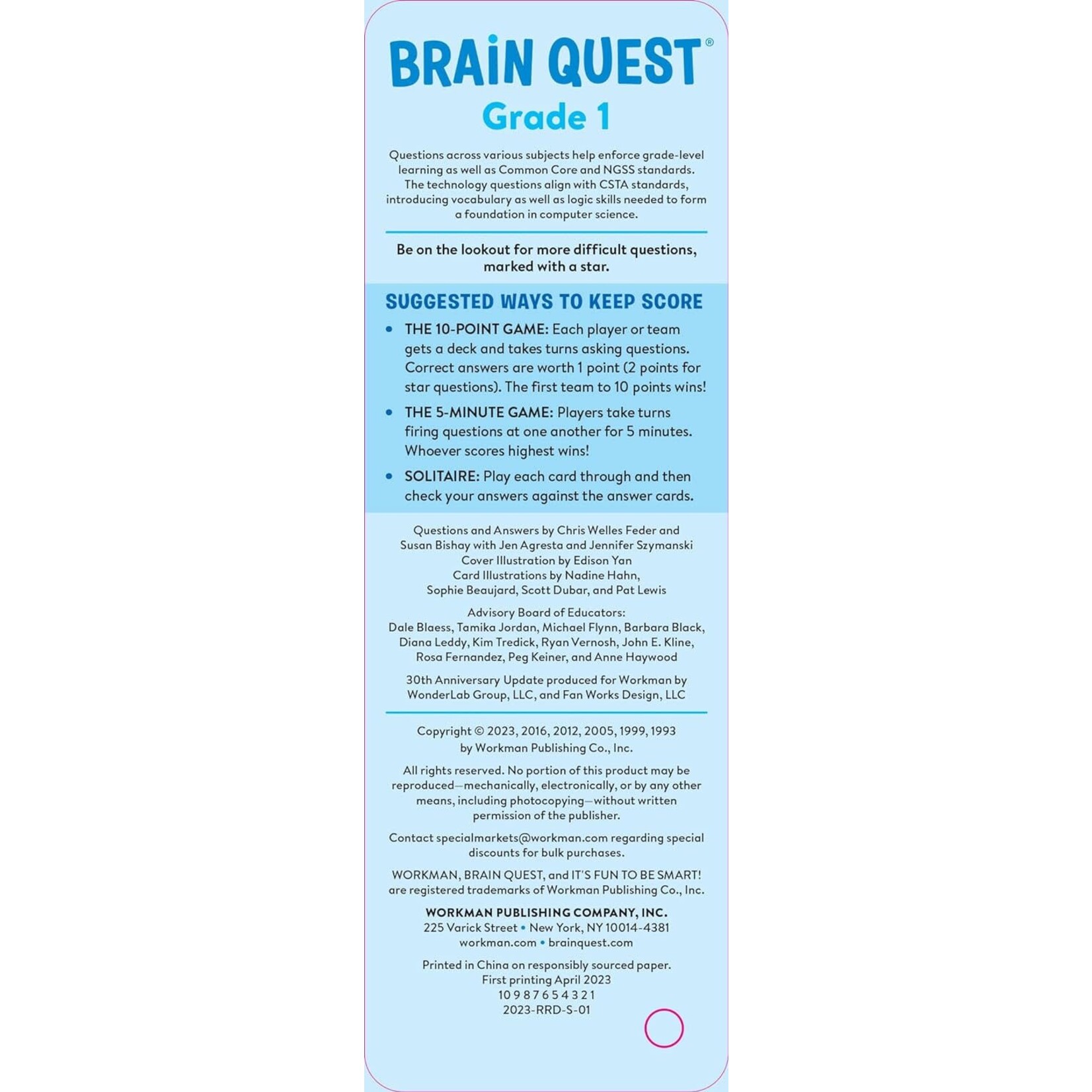 Brain Quest 1st Grade Smart Cards Revised 5th Edition