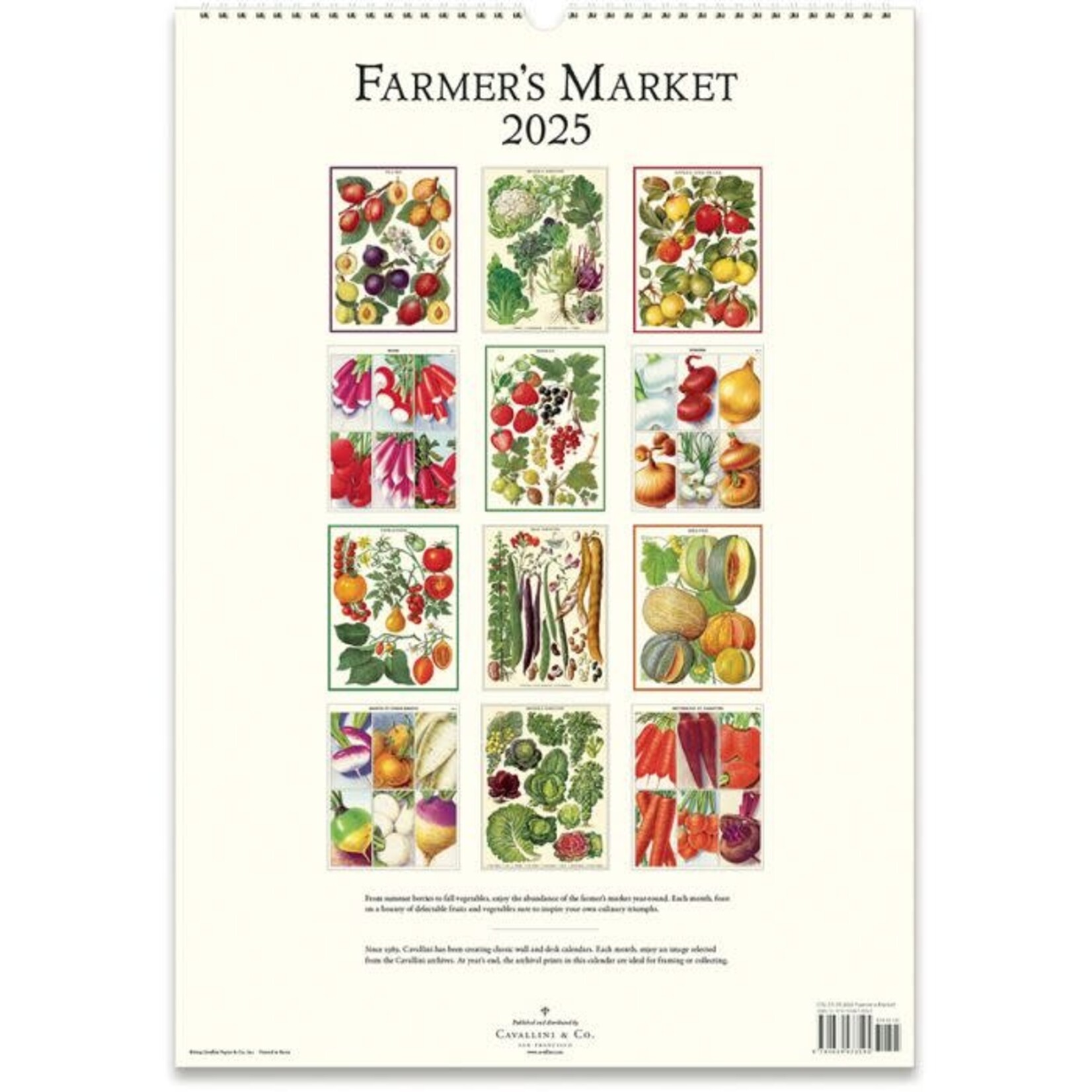 Farmers Market Poster 2025 Wall Calendar Maxima Gift and Book Center