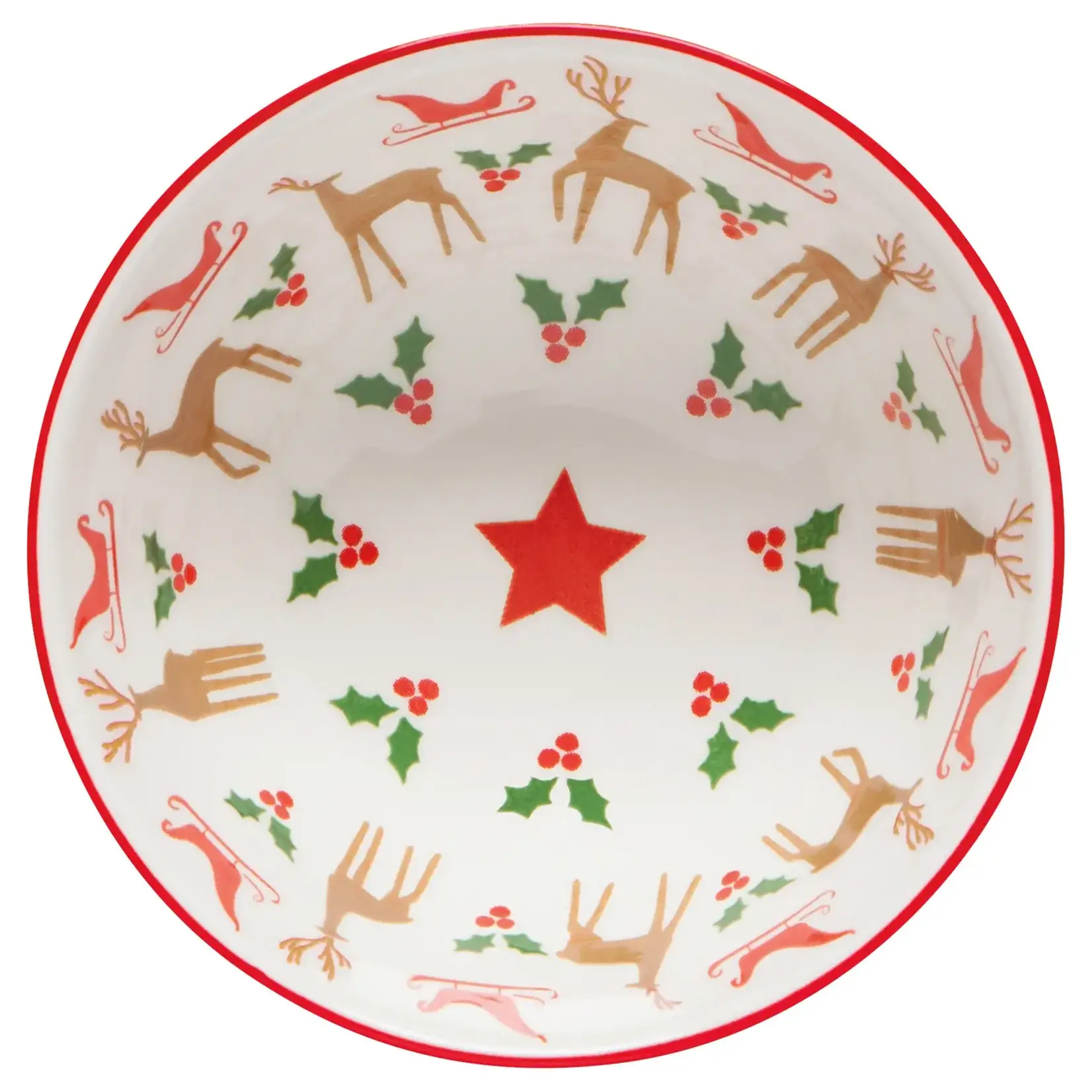 Santa's Reindeer Stamped Bowl - 4 Inch