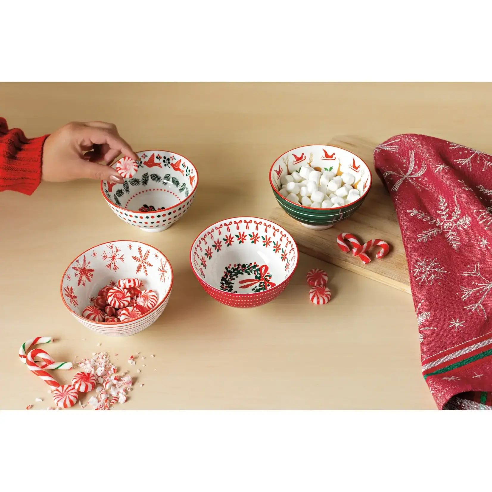 Santa's Reindeer Stamped Bowl - 4 Inch