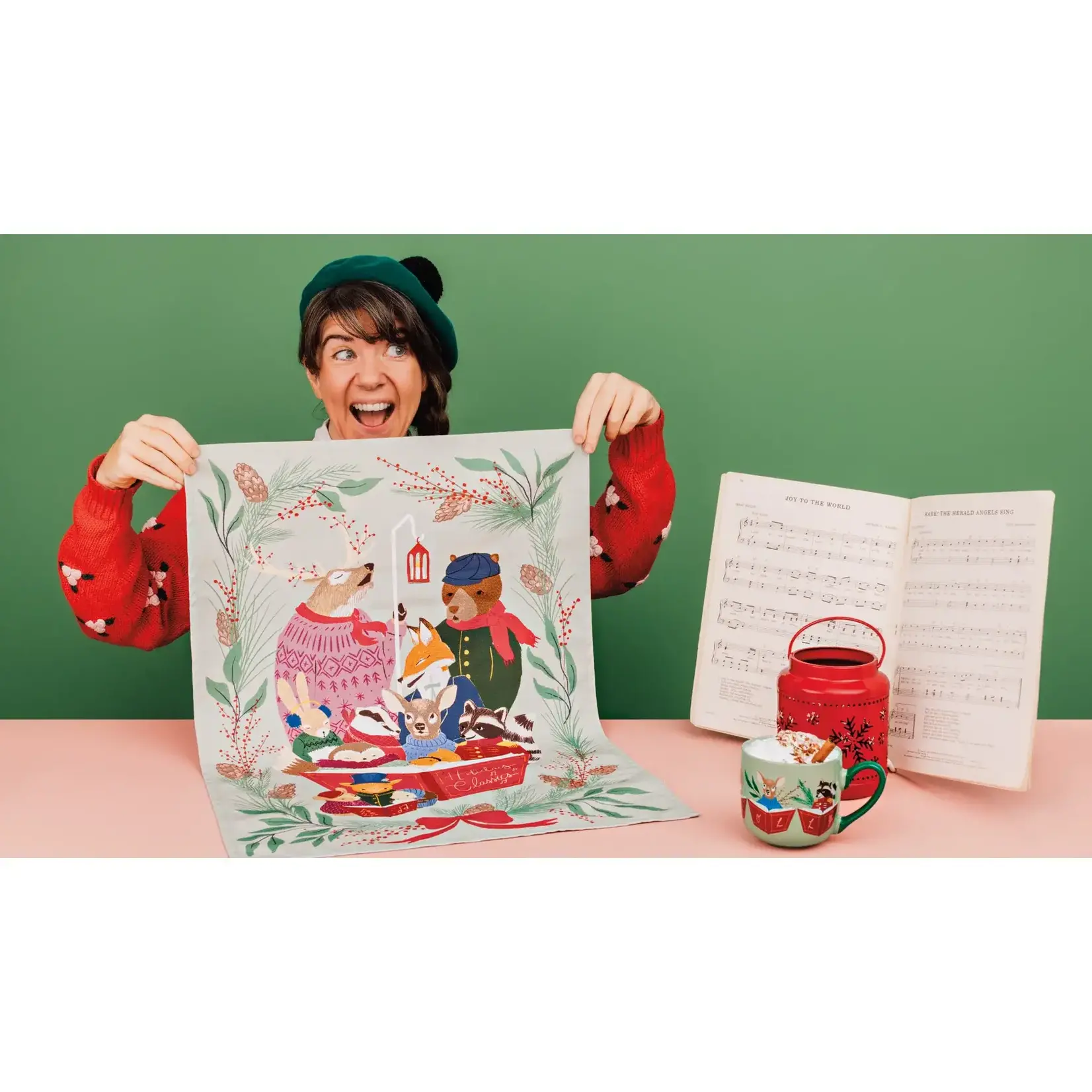 Woodland Carolers Mug and Dishtowel Set