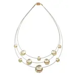 3 Strand Circle Necklace - White Gold