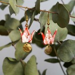 Origami Earrings - Cranes and Gold Sequins (6 colors)