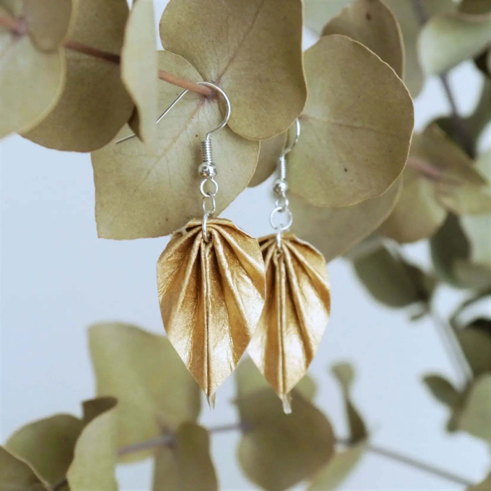 Origami Earrings - Small Leaves