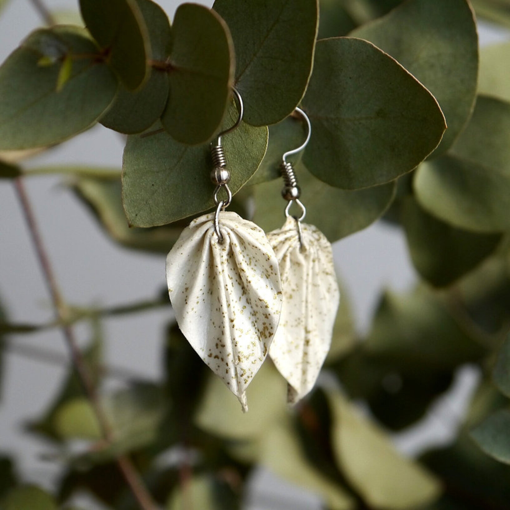 Origami Earrings - Small Leaves