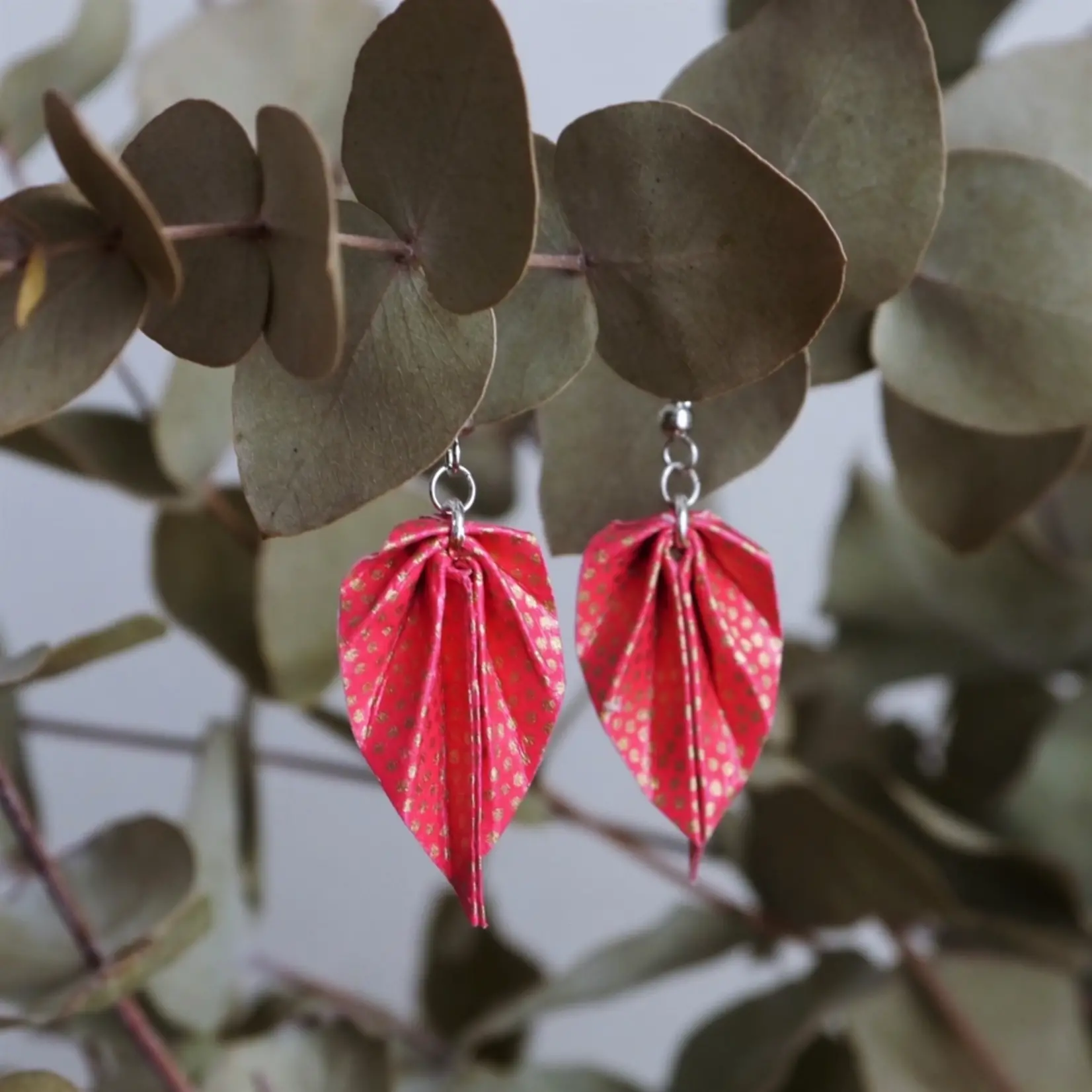 Origami Earrings - Small Leaves