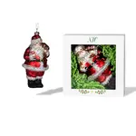 Santa with Gifts Glass Ornament