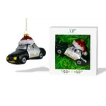 Santa Police Car Glass Ornament