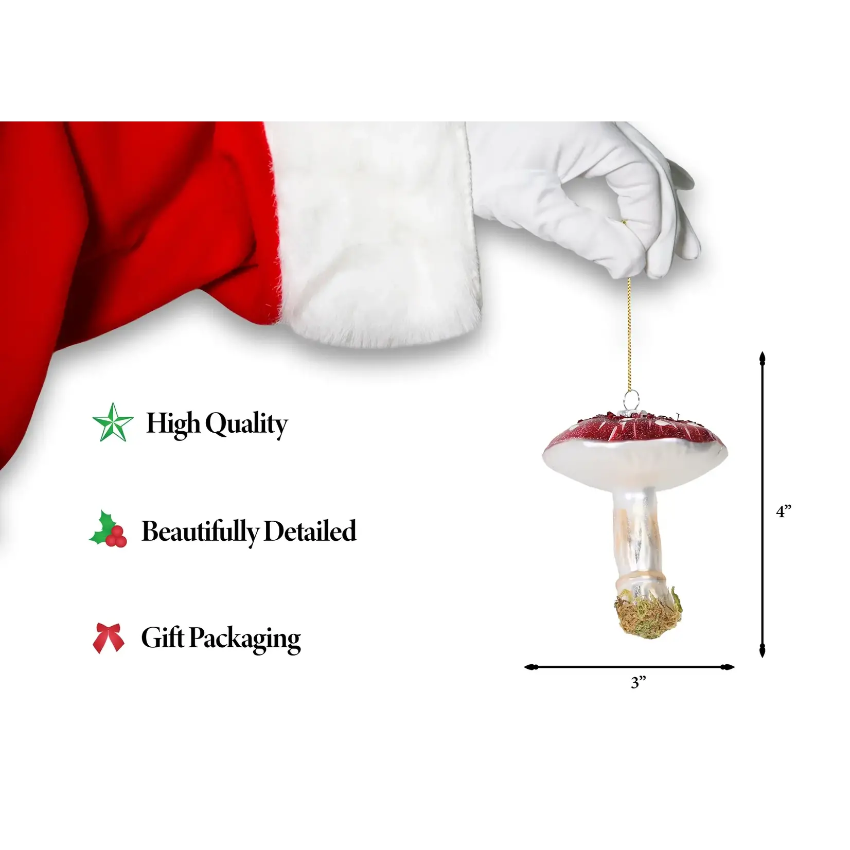 Mushroom Glass Ornament