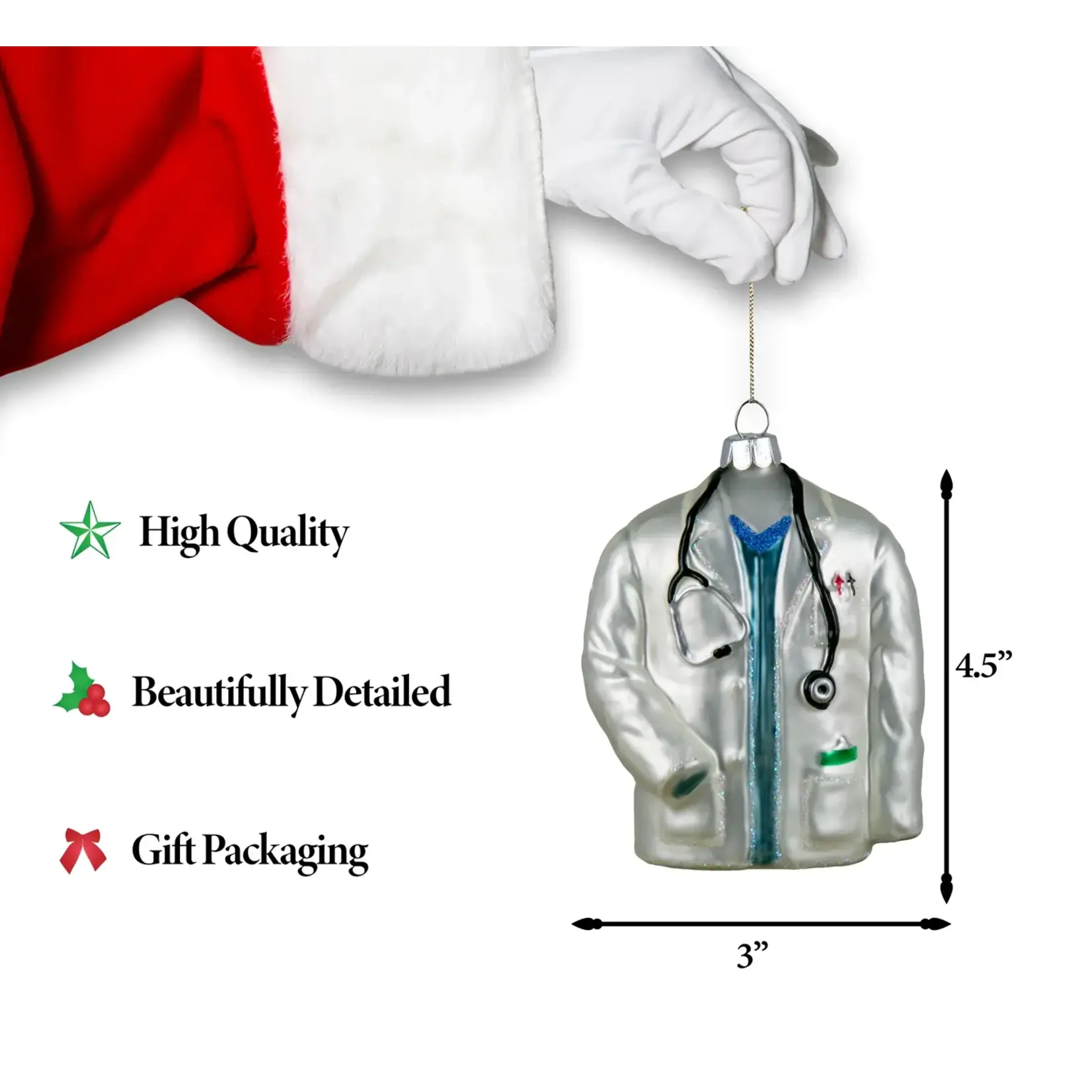 Doctor's Coat Glass Ornament