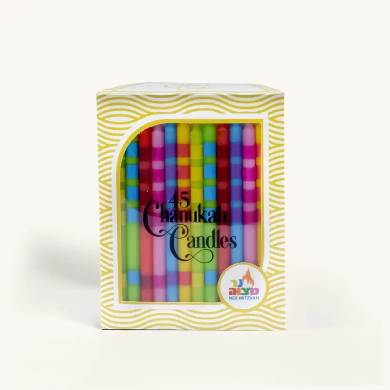 Chanukah Candles - Two Tone Multi Color, Dripless - 45 Pack