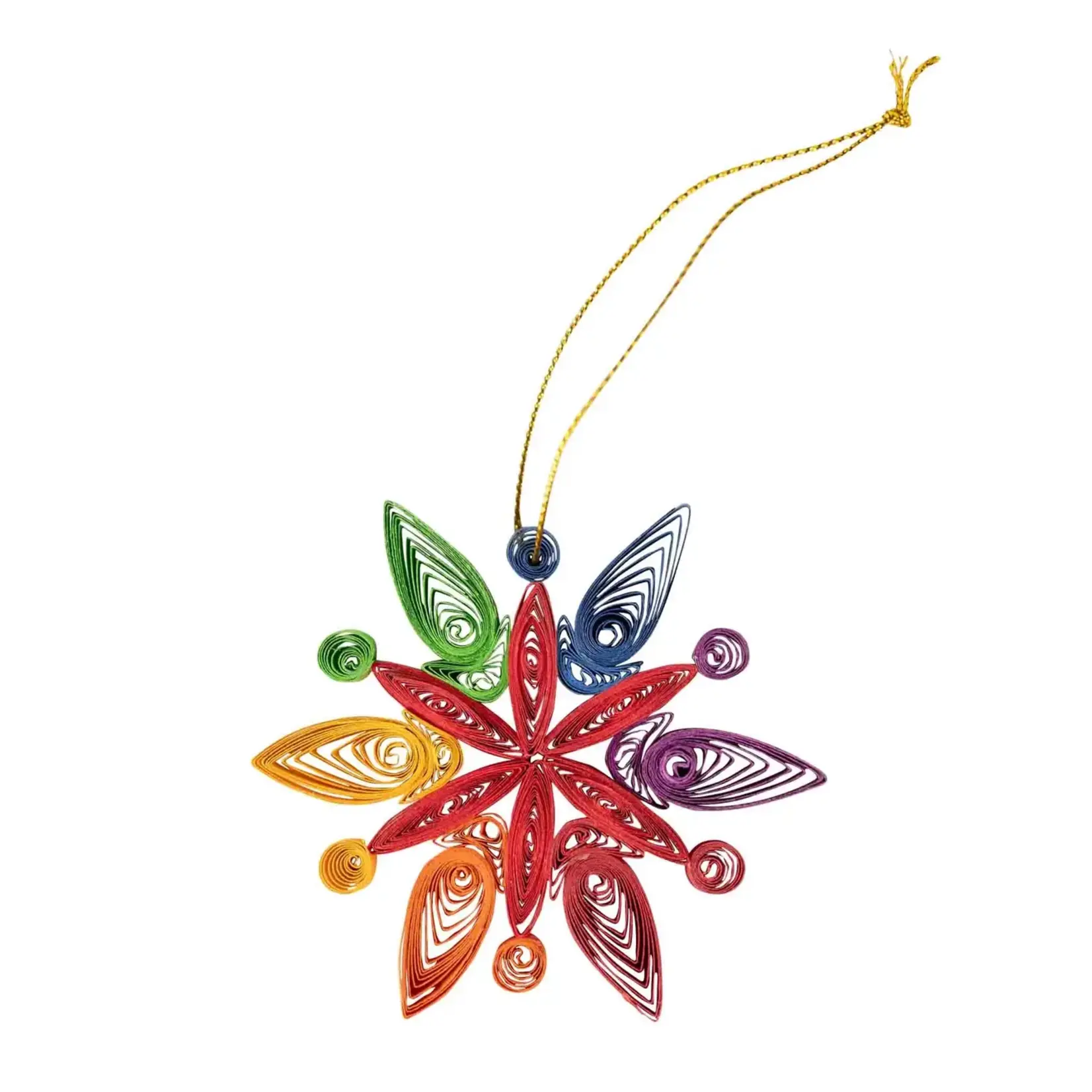 Rainbow Snowflake Quilled Ornament