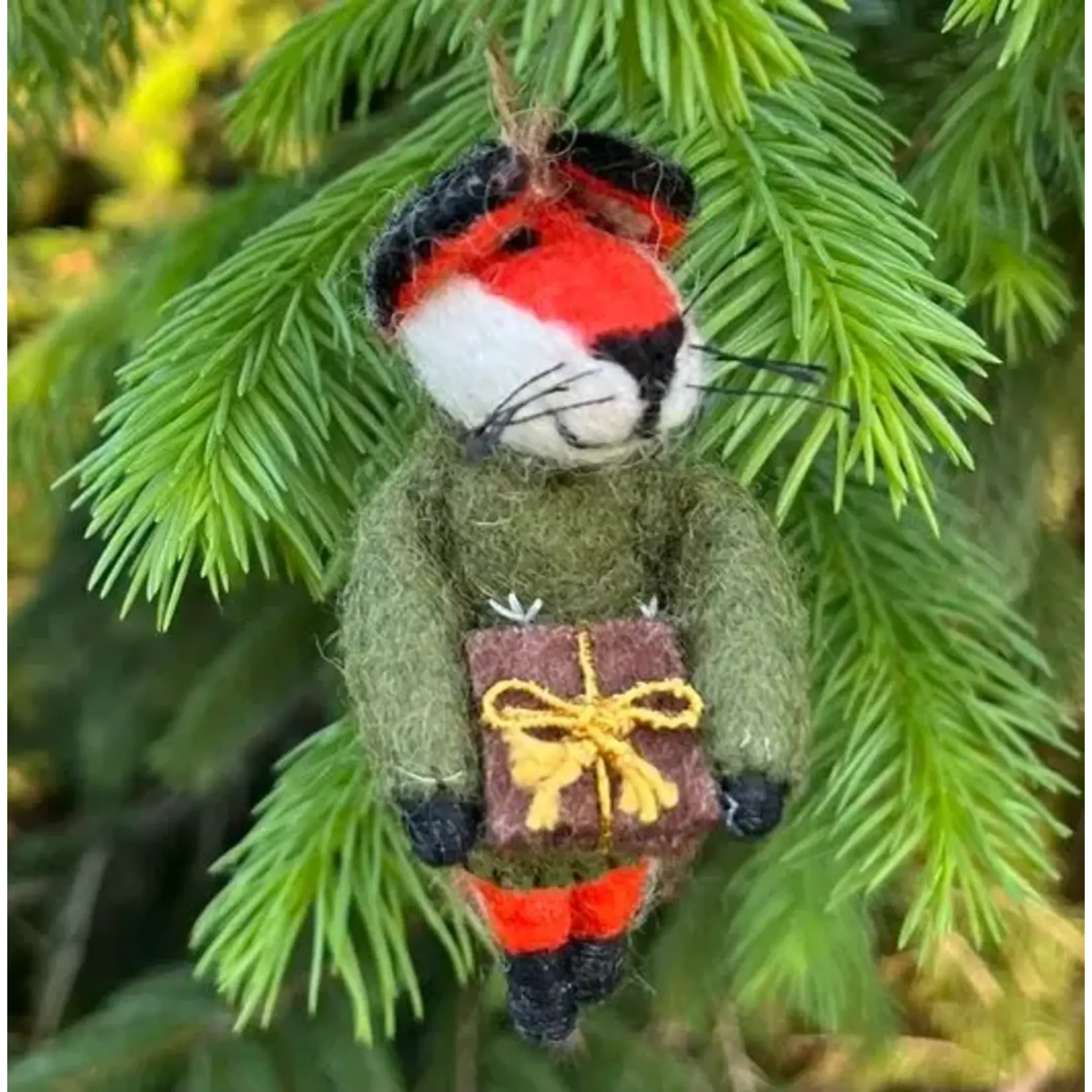Wool Felt Ornament - Christmas Fox