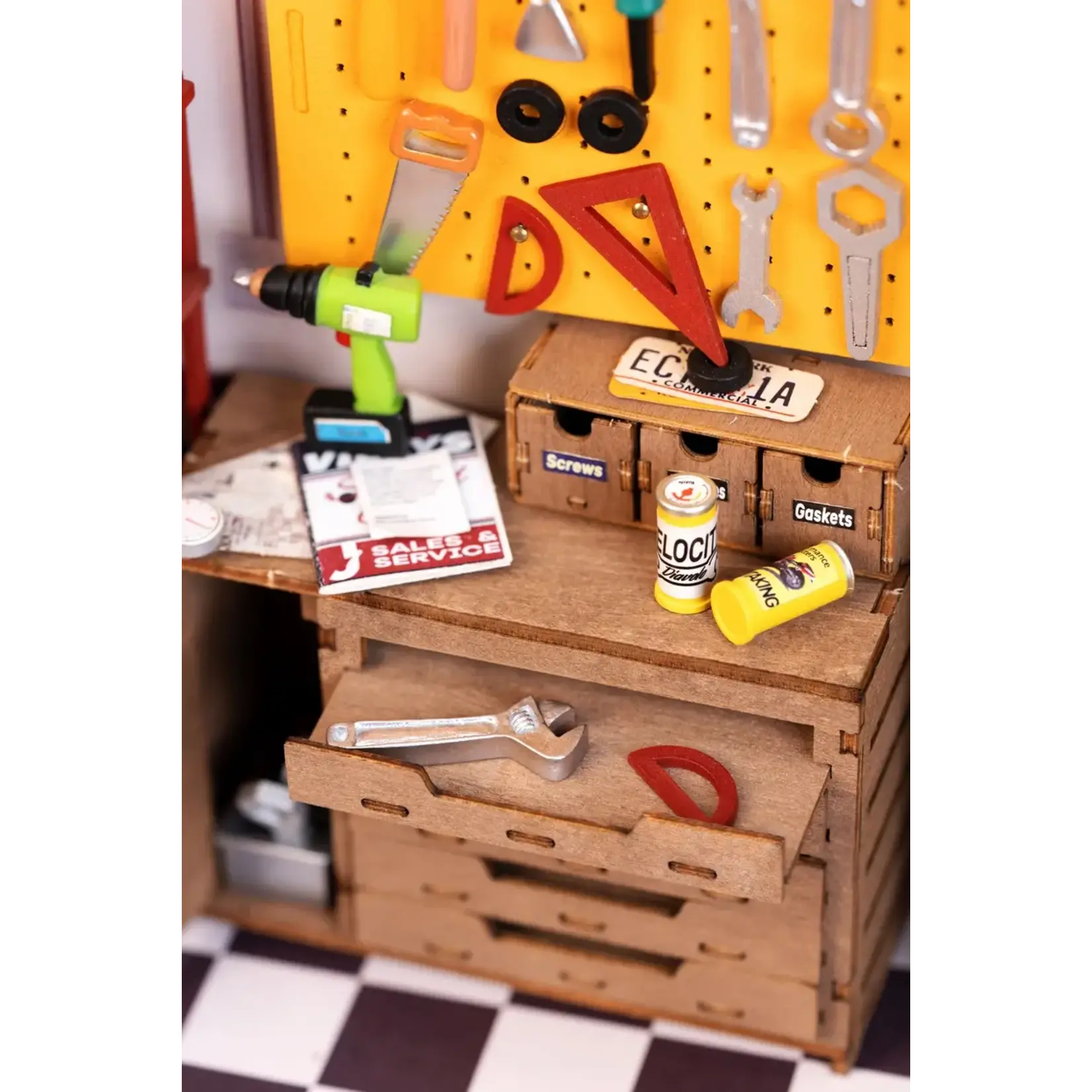 Hands Craft Diy Miniature House Kit: Garage Workshop