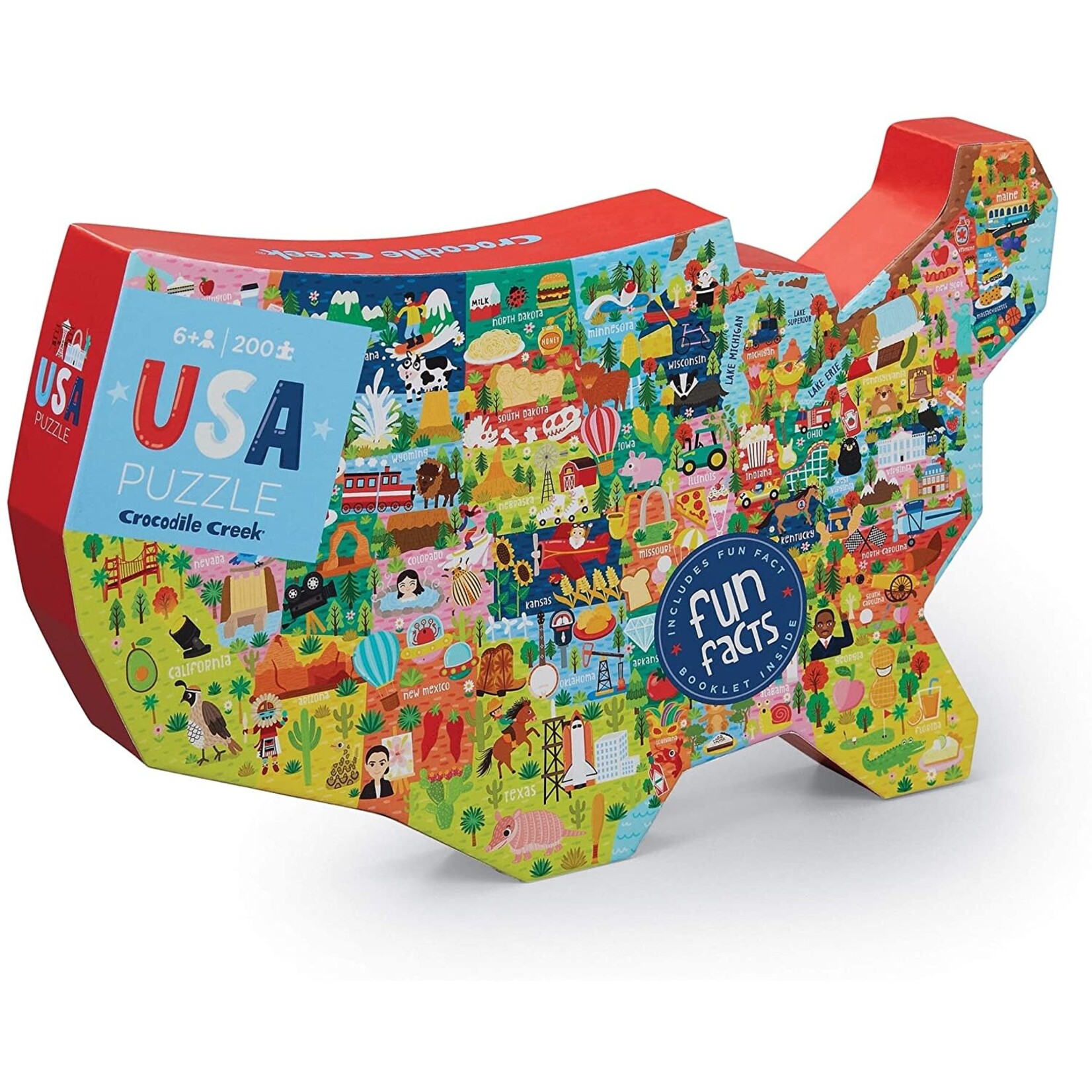 Crocodile Creek 200-Piece Puzzle - USA Shaped Box