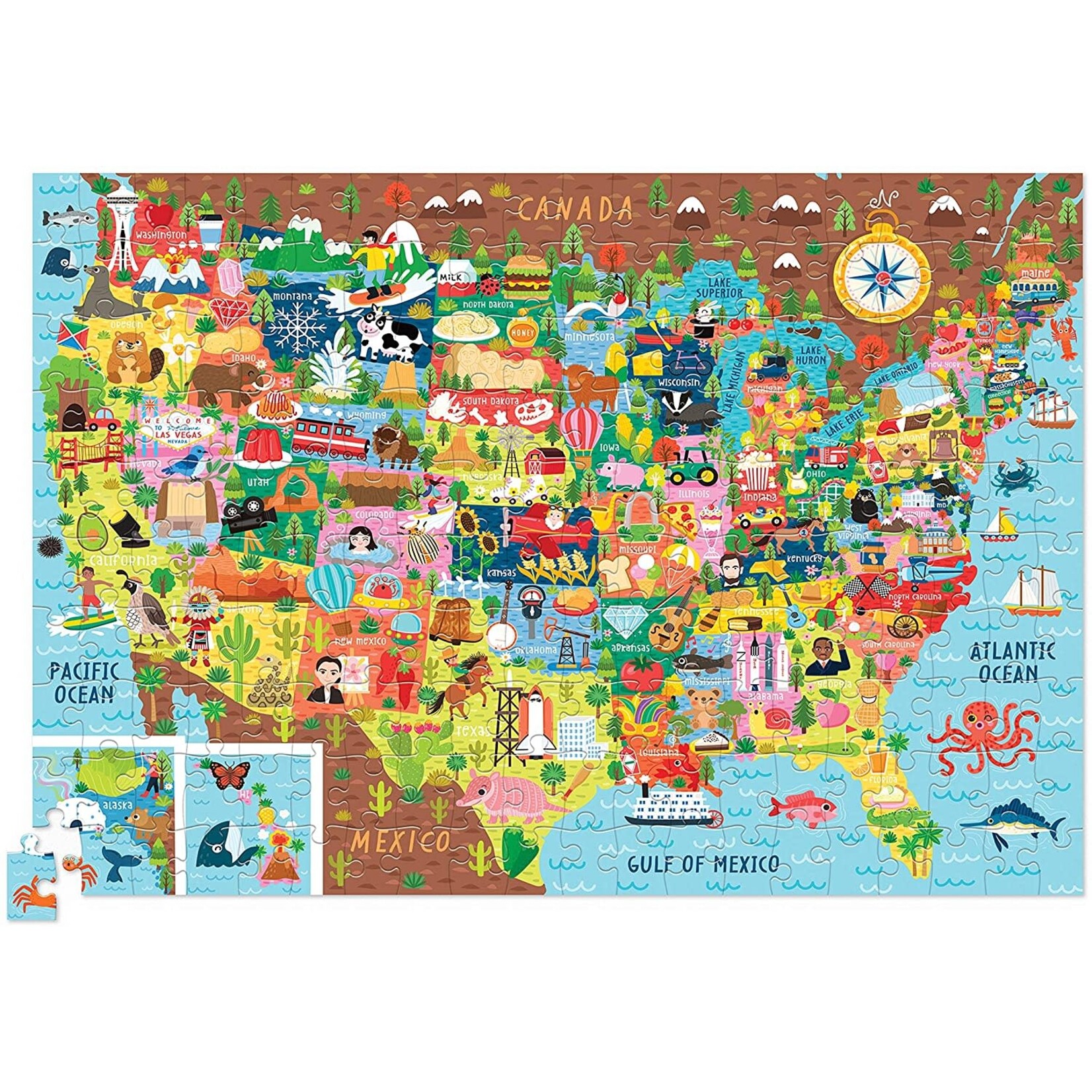 Crocodile Creek 200-Piece Puzzle - USA Shaped Box