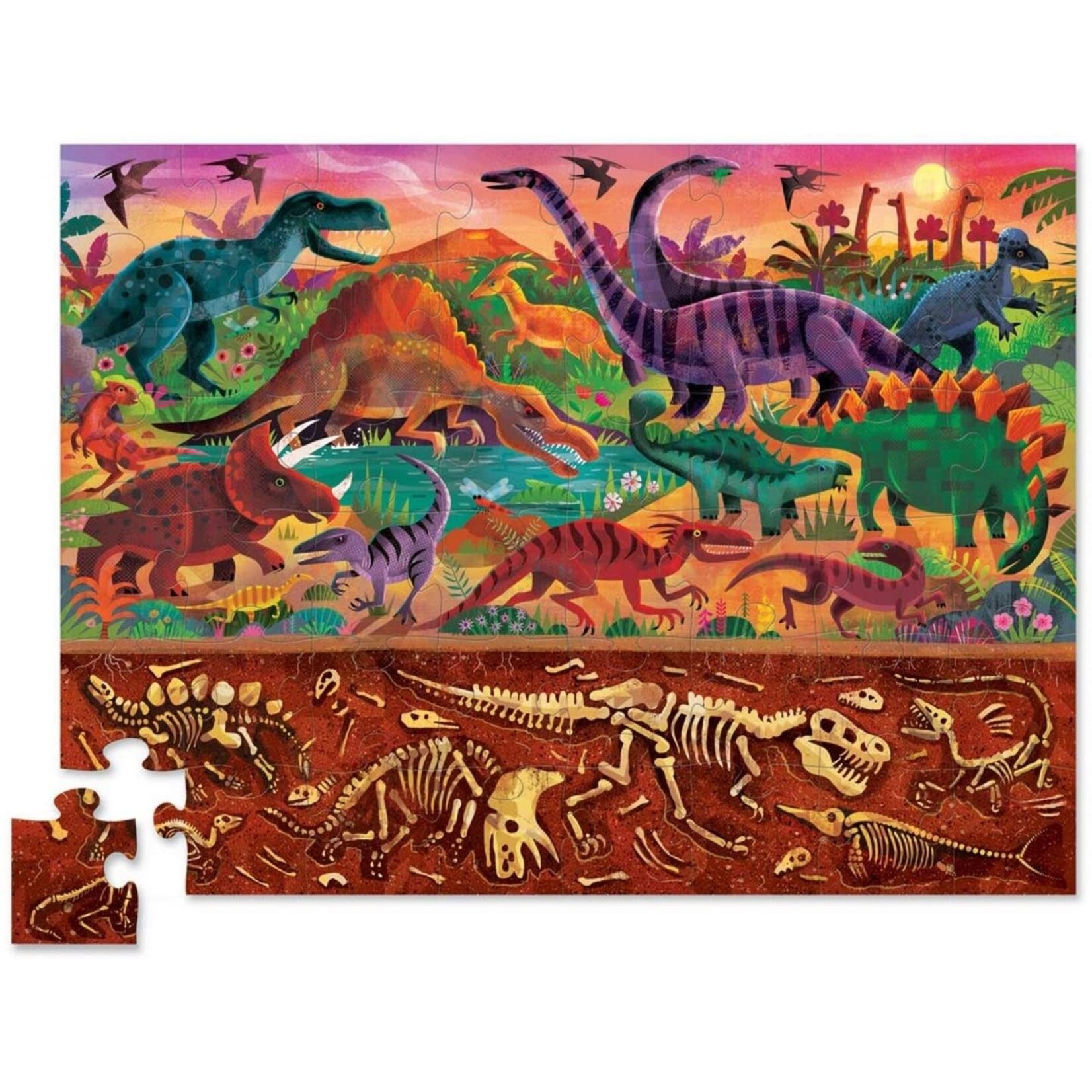 Crocodile Creek 48-Piece Above + Below Puzzle - Dinosaur World