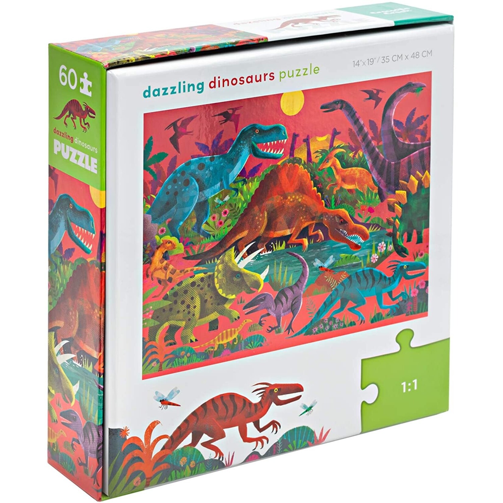 Crocodile Creek 60-Piece Foil Puzzle - Dazzling Dinosaurs
